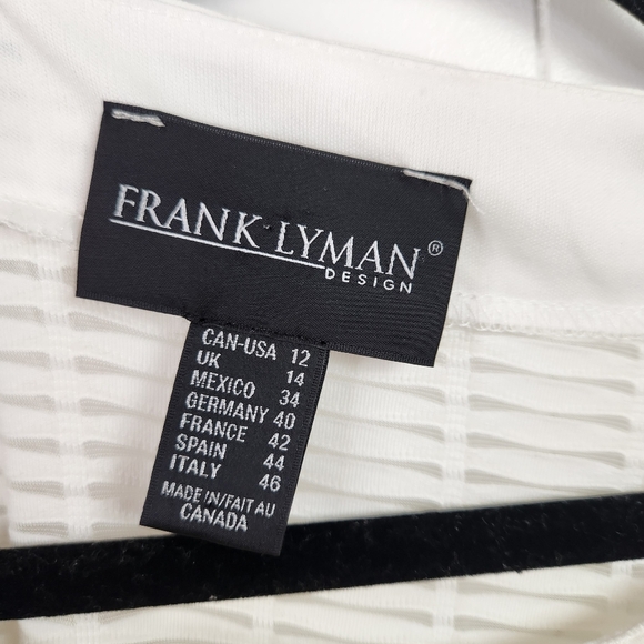 Frank Lyman Off White Textured Tunic Top 3/4 Sleeves Stretchy Dressy Size 12 - Picture 5 of 9